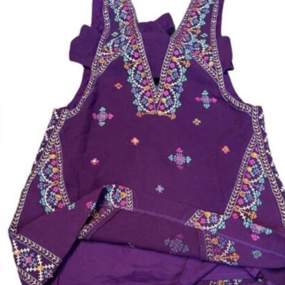 Free People Never Been Boho Embroidered Mini Dress M Gone Tomorrow - Picture 4 of 6